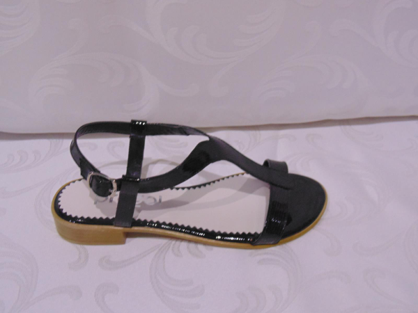 Sandale din piele naturala - Prego - CORA LNS Negru Lucios