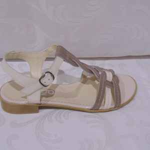 Sandale talpa joasa caffe / bej din piele naturala - Prego - 405L