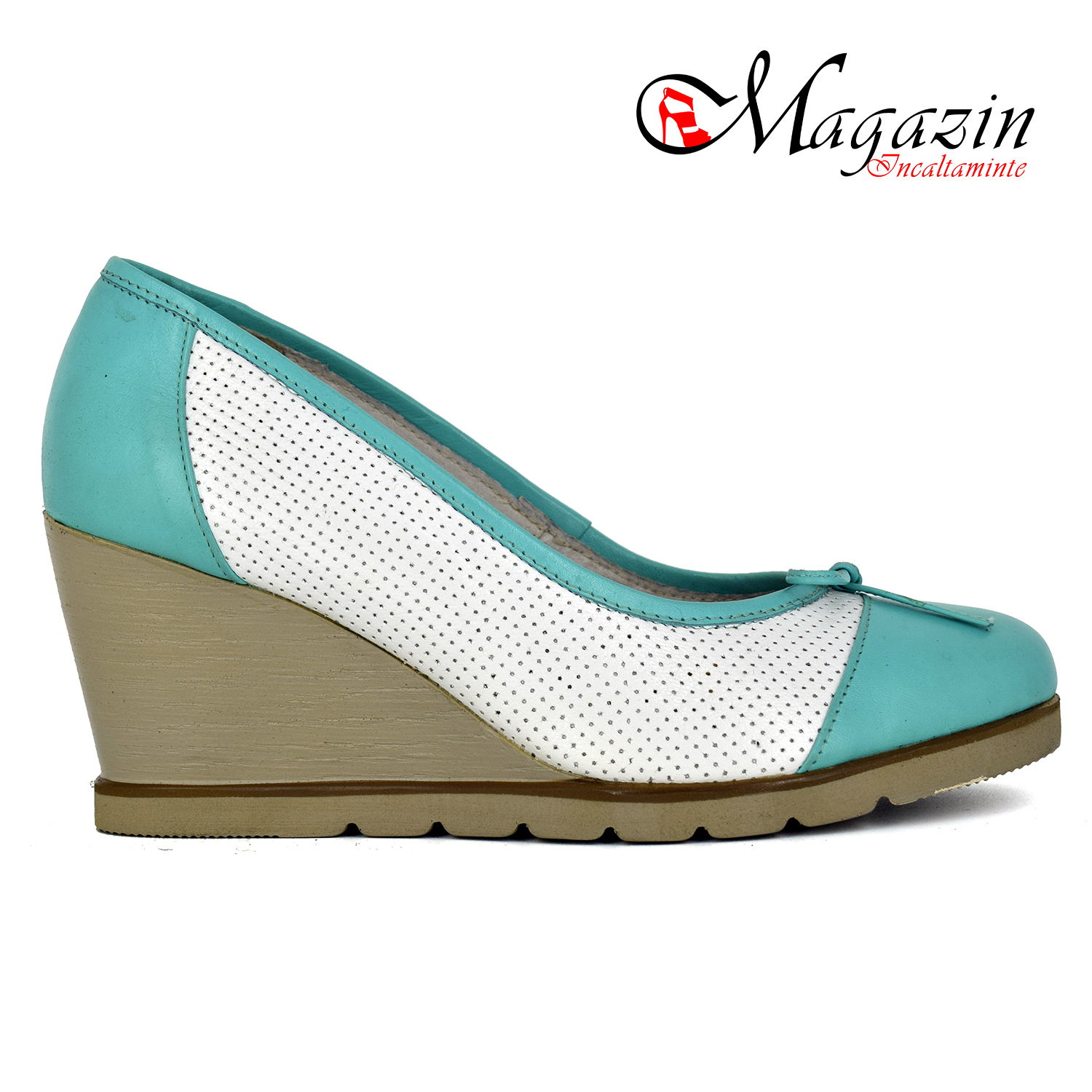 Pantofi Dama Piele Naturala cu platforma - Caspian RITA Verde