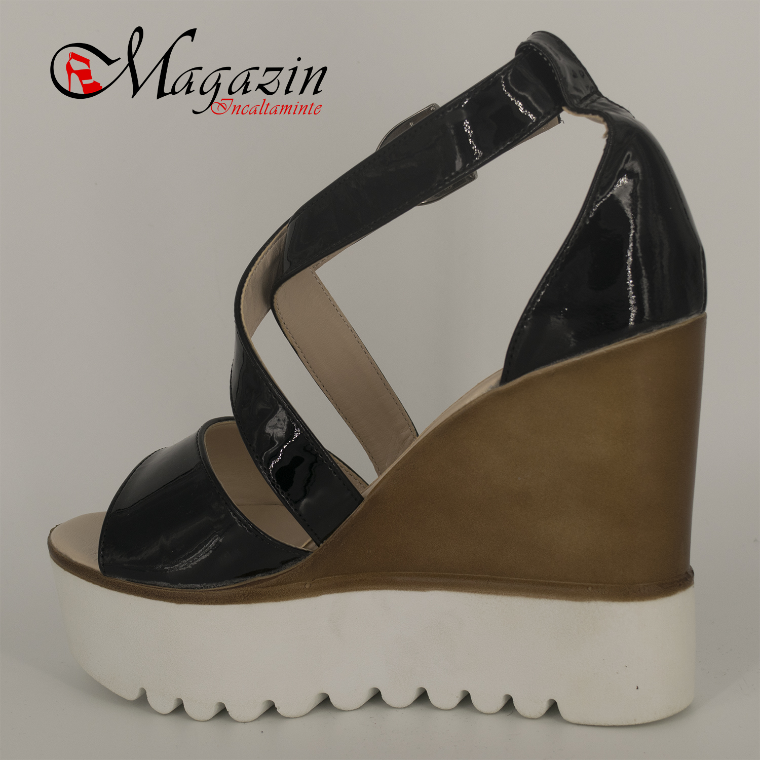 Sandale cu platforma din piele naturala - Gamelli 955 Negre