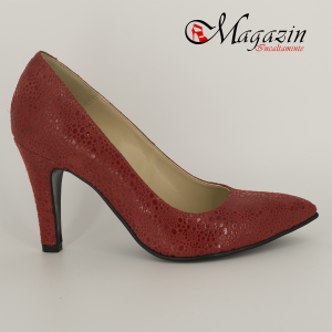 Pantofi rosii cu buline din piele naturala lacuita Corvaris - 58x